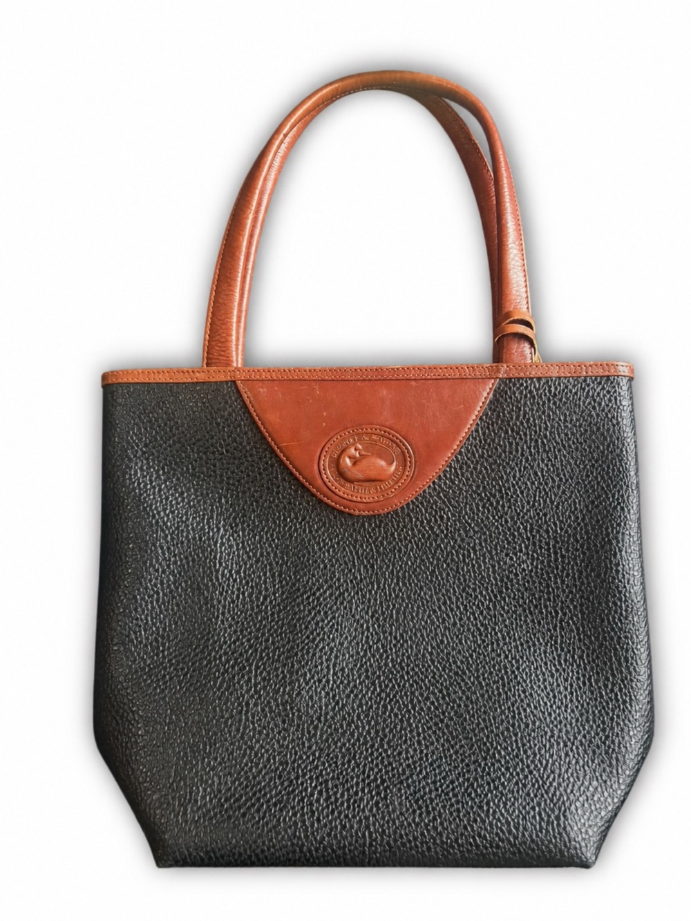 Dooney & Bourke Black Tote with Brown Leather Trim